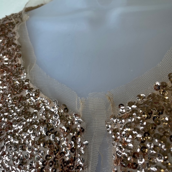 Oliver | Gold Jewel Tone Sequin Embellished Shrug Boxy Cropped Glam Cardigan - Picture 5 of 16